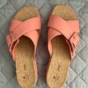 Clarks Pink Sandals with Cork Footbed